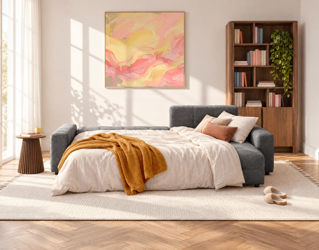 Canapé CARMEN d'angle 4 places convertible | Best Mobilier