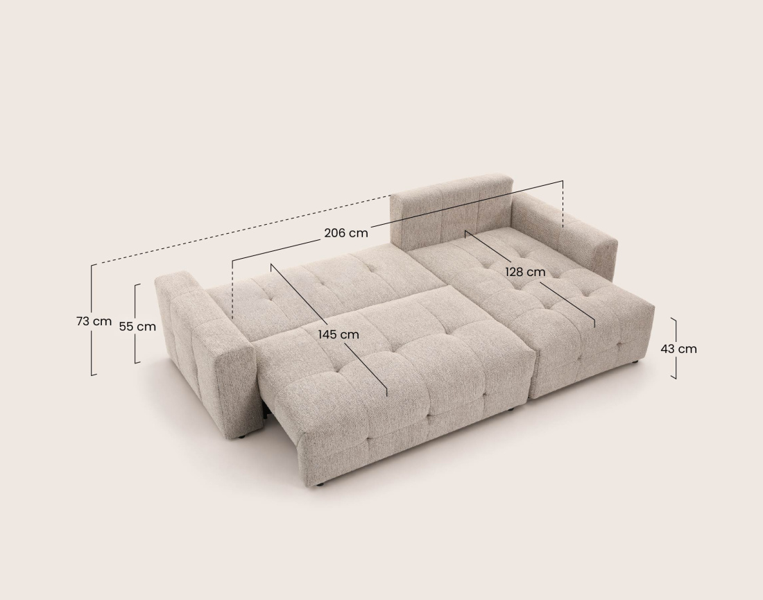 Canapé CARMEN d'angle 4 places convertible | Best Mobilier
