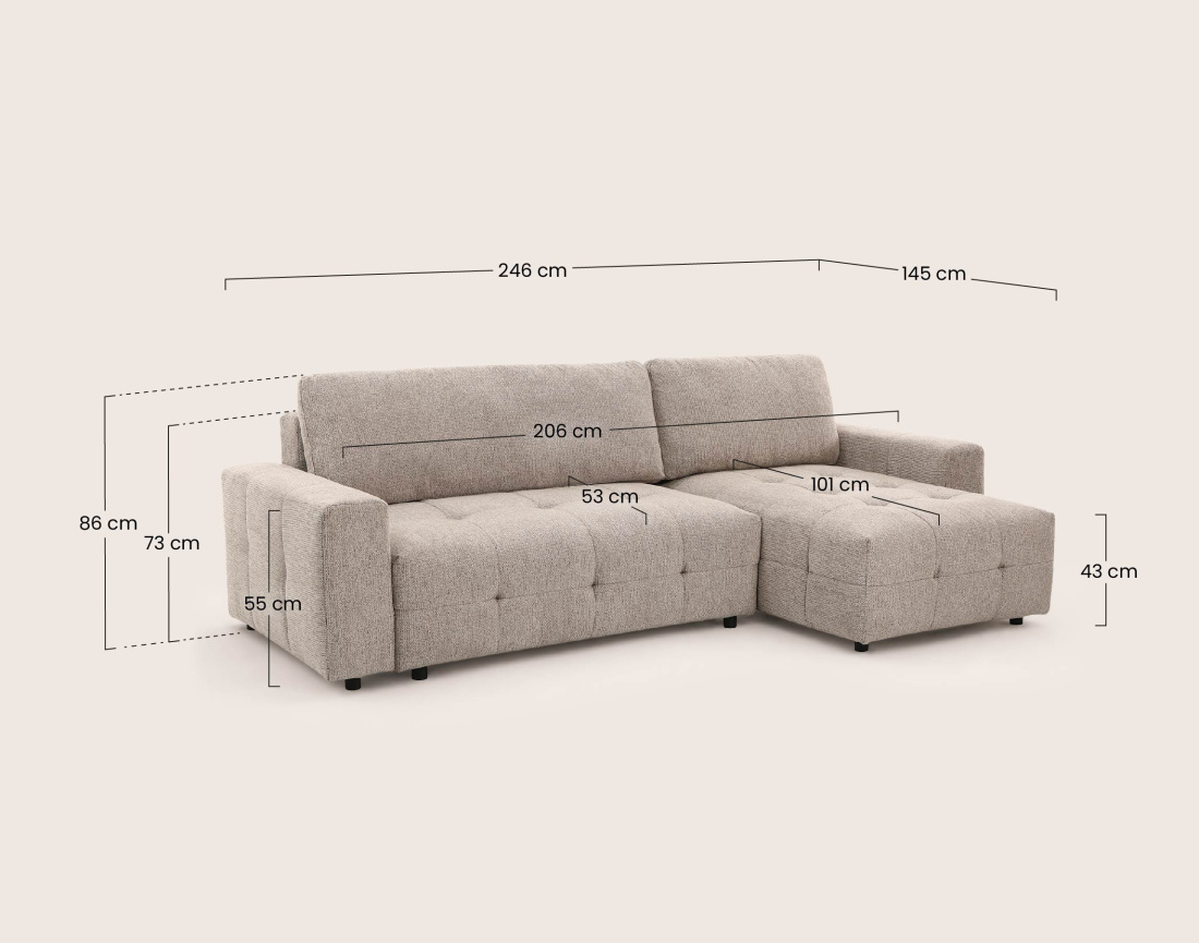 Canapé CARMEN d'angle 4 places convertible | Best Mobilier