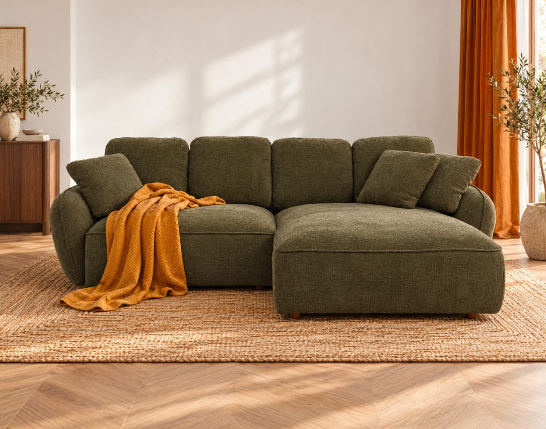 Canapé MADELEINE d'angle droit 4 places | Best Mobilier