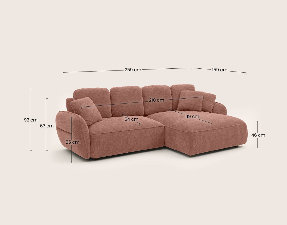 Canapé MADELEINE d'angle droit 4 places | Best Mobilier