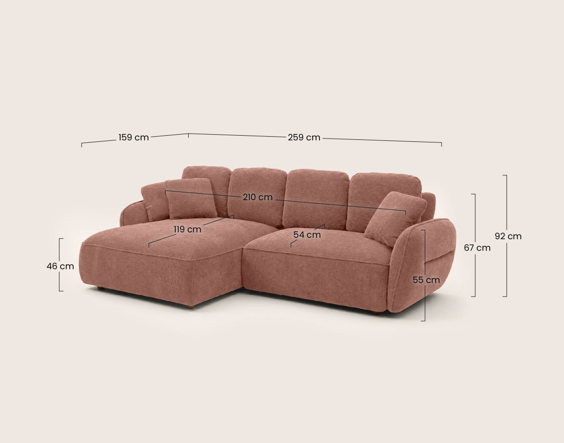 Canapé MADELEINE d'angle gauche 4 places | Best Mobilier