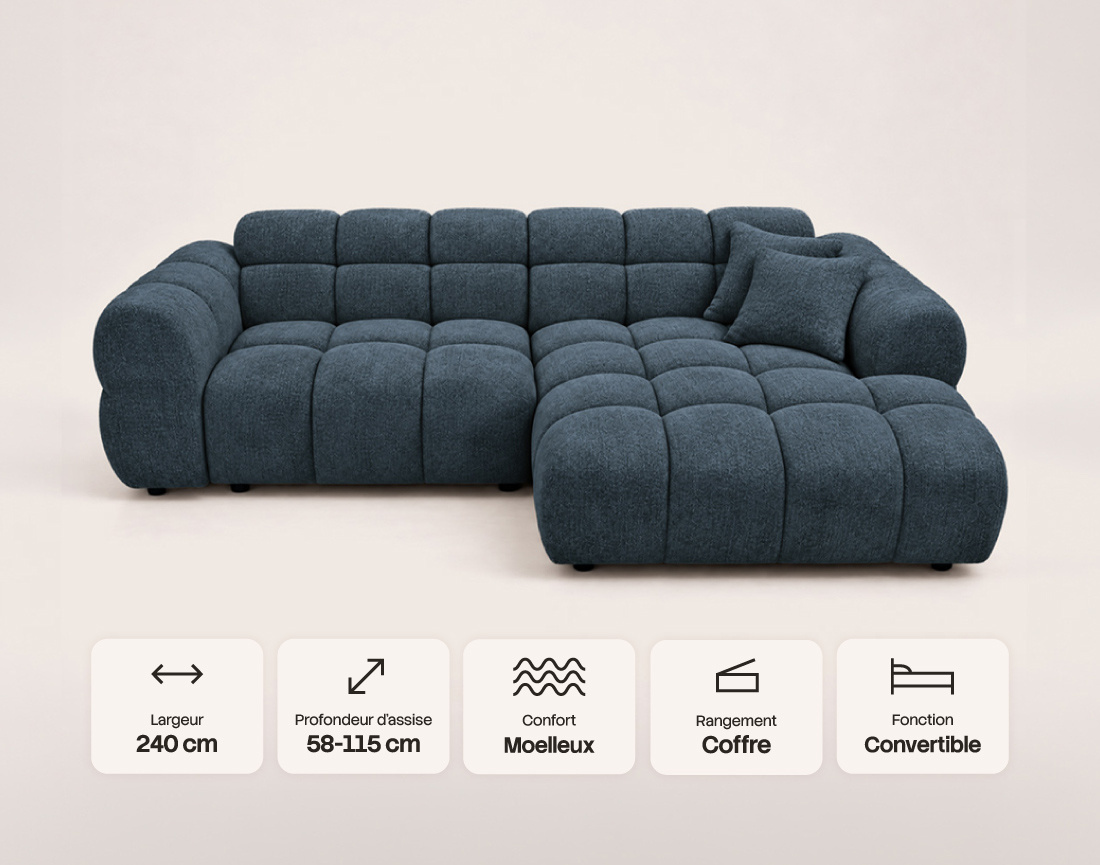 Canapé MINI RAY d'angle droit 4 places convertible | Best Mobilier