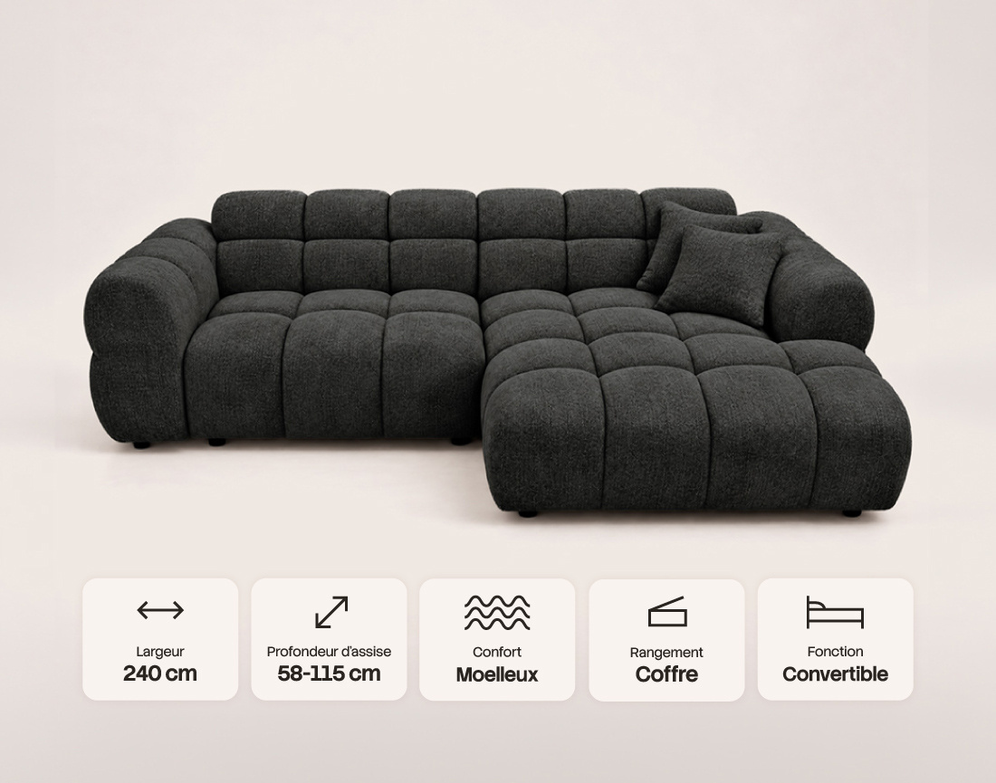 Canapé MINI RAY d'angle droit 4 places convertible | Best Mobilier