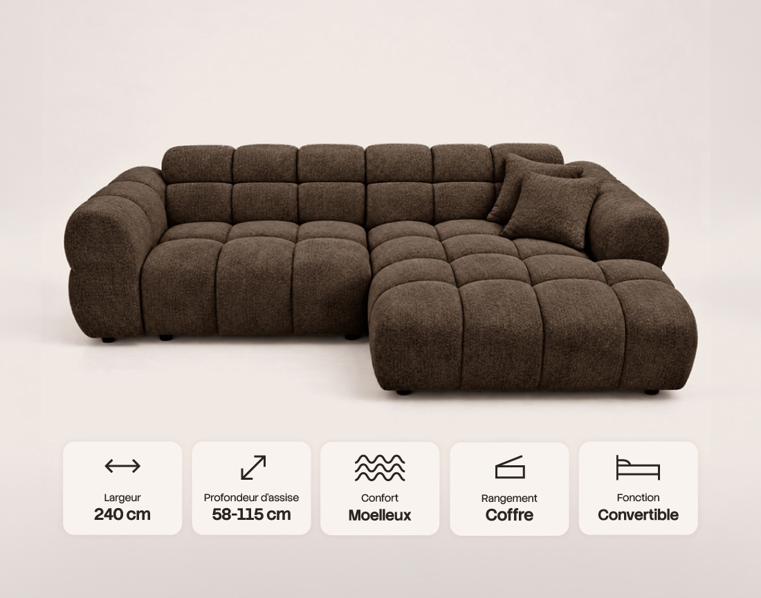 Canapé MINI RAY d'angle droit 4 places convertible | Best Mobilier