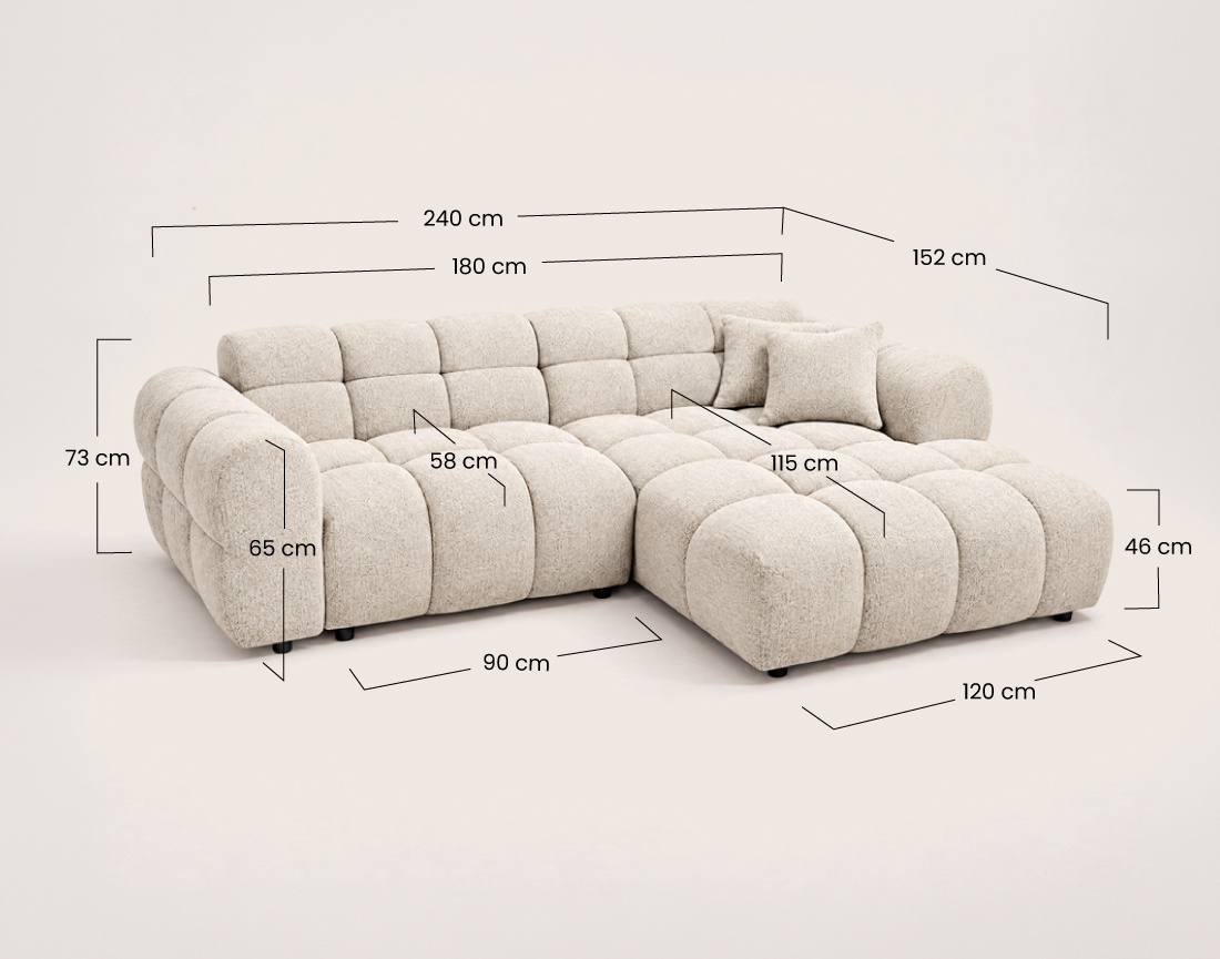 Canapé MINI RAY d'angle droit 4 places convertible | Best Mobilier
