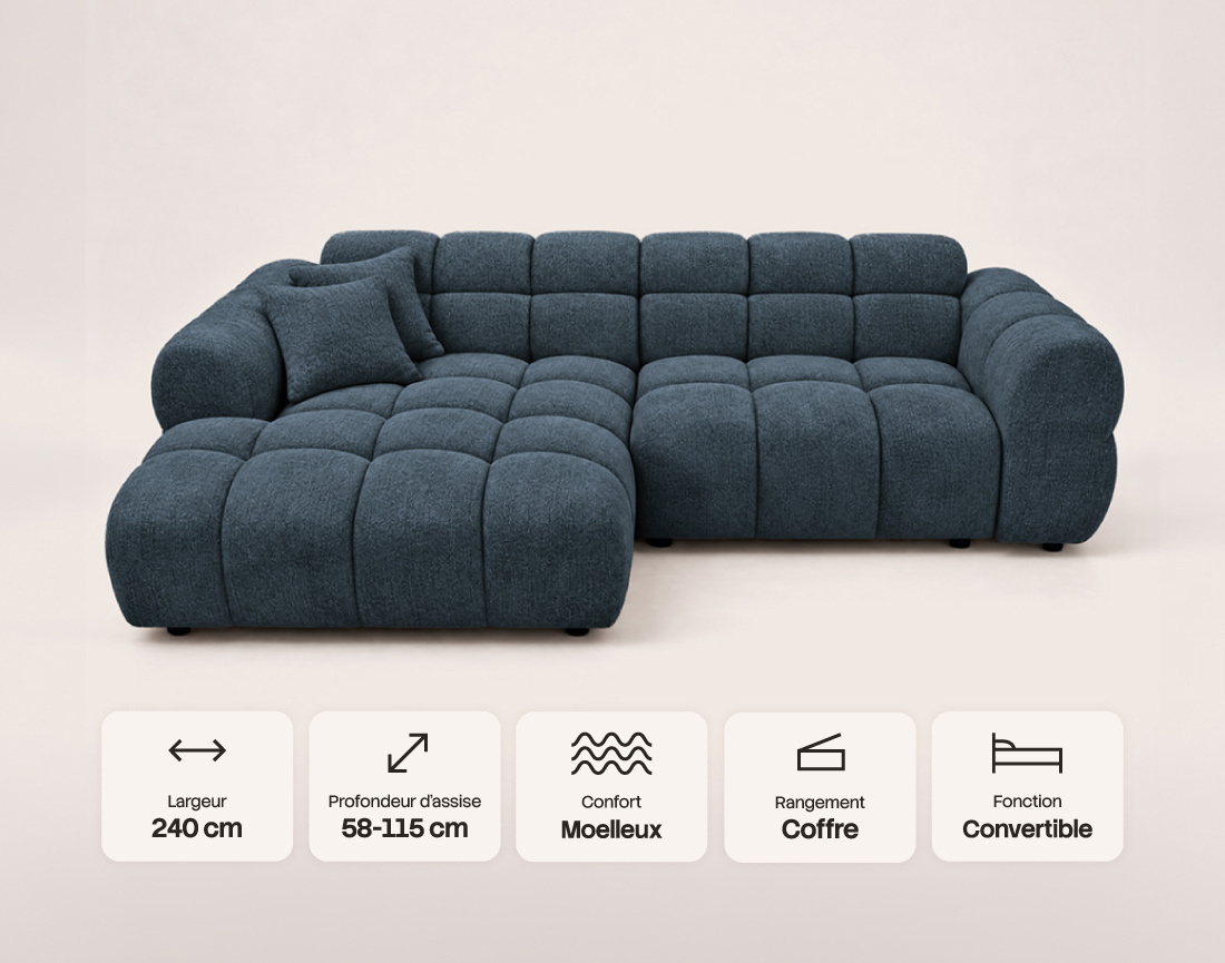 Canapé MINI RAY d'angle gauche 4 places convertible | Best Mobilier