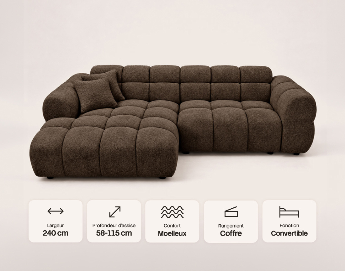 Canapé MINI RAY d'angle gauche 4 places convertible | Best Mobilier