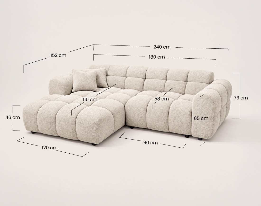 Canapé MINI RAY d'angle gauche 4 places convertible | Best Mobilier