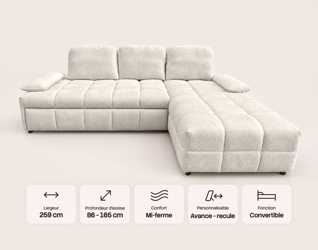 Canapé ROSE d'angle droit 5 places | Best Mobilier