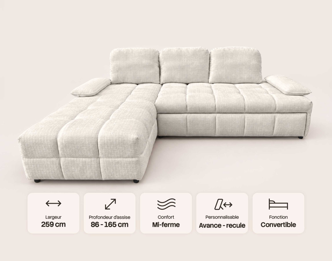 Canapé ROSE d'angle gauche 5 places | Best Mobilier
