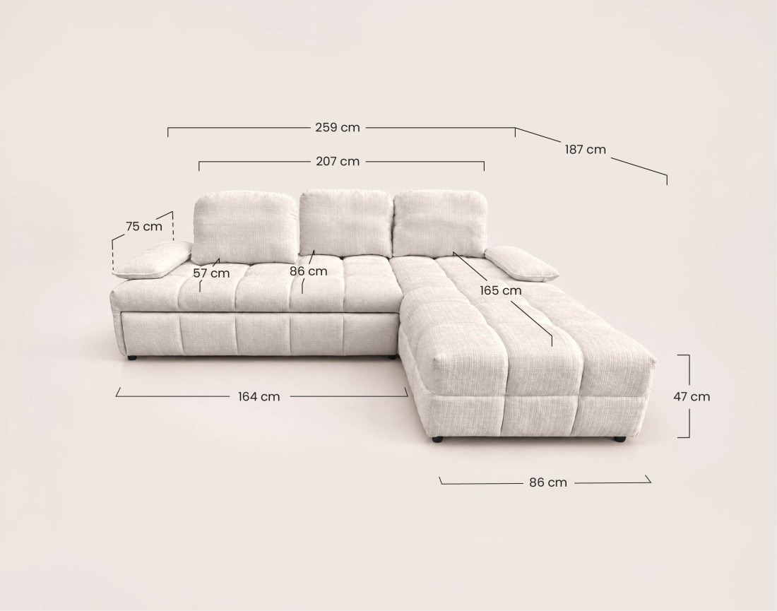 Canapé ROSE d'angle droit 5 places | Best Mobilier