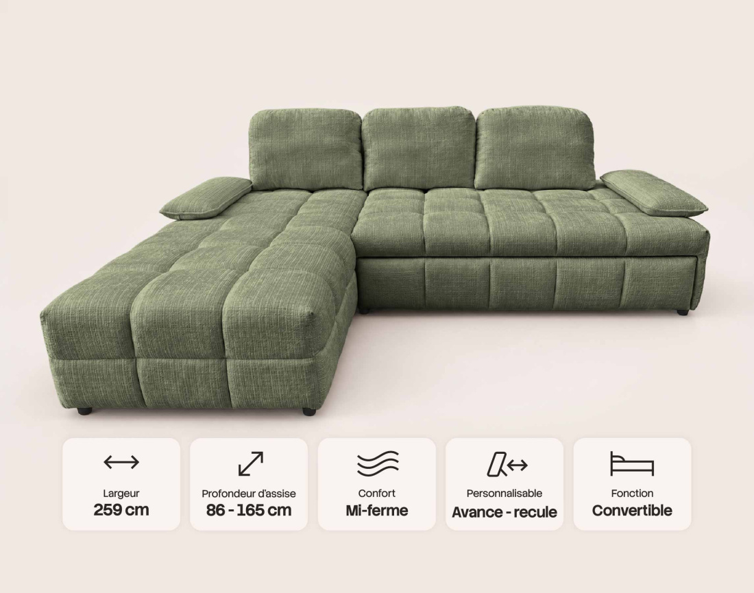 Canapé ROSE d'angle gauche 5 places | Best Mobilier