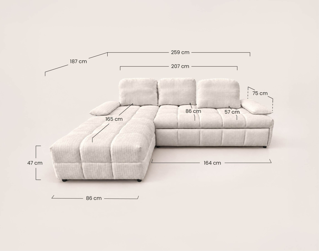 Canapé ROSE d'angle gauche 5 places | Best Mobilier