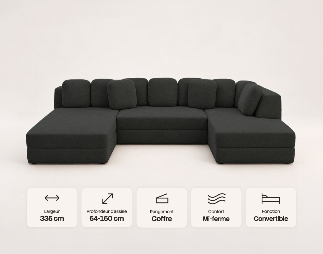 Canapé AARON panoramique 7 places | Best Mobilier