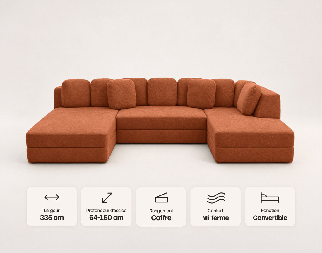 Canapé AARON panoramique 7 places | Best Mobilier