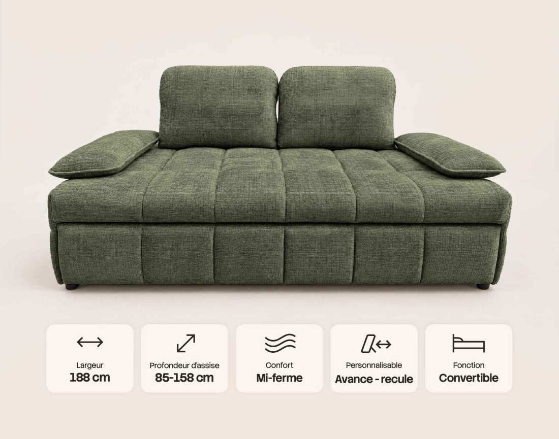 Canapé ROSE droit 3 places convertible | Best Mobilier