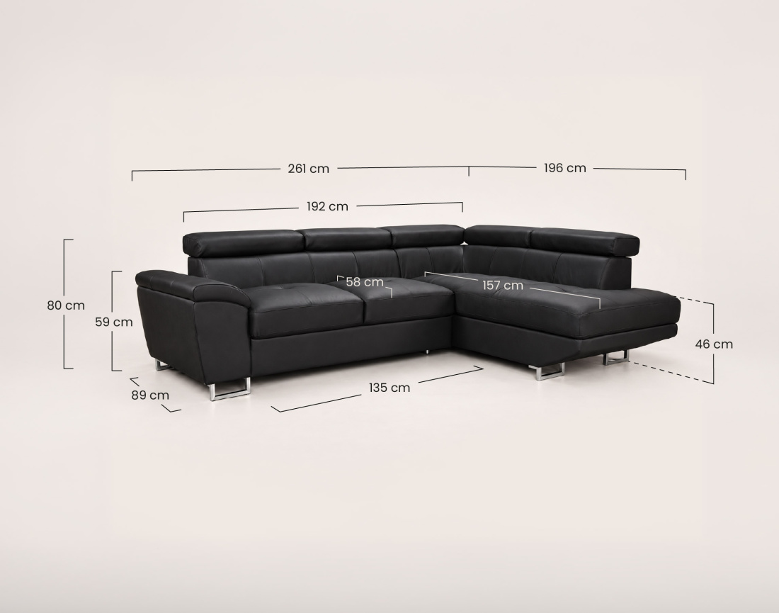 Canapé BAOJI d'angle droit 5 places cuir | Best Mobilier
