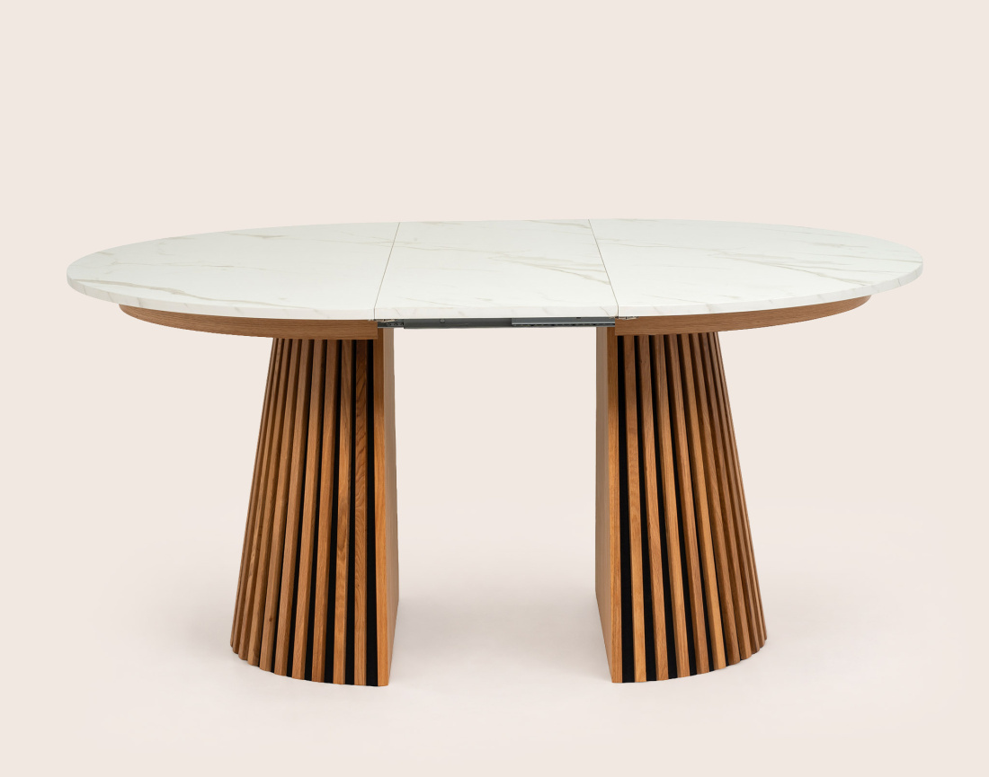 Table FREYA ronde extensible effet marbre | Best Mobilier