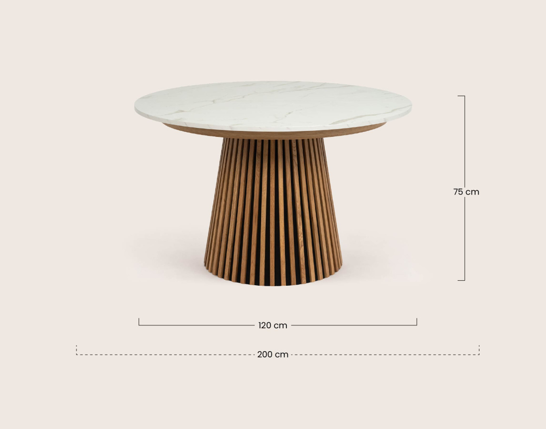 Table FREYA ronde extensible effet marbre | Best Mobilier