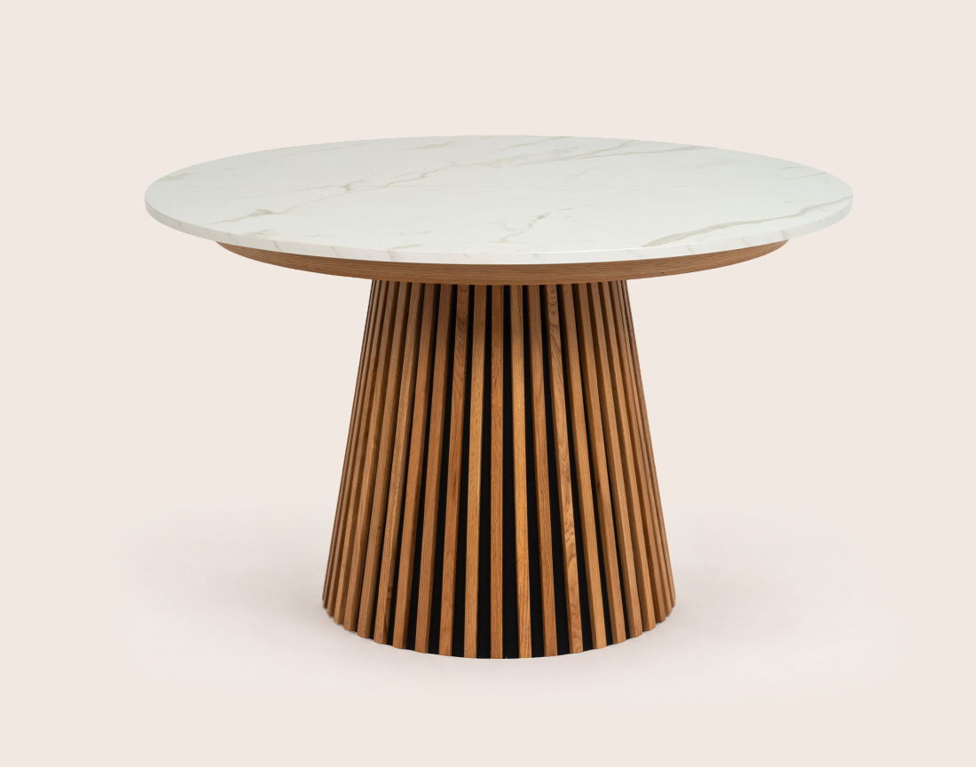 Table FREYA ronde extensible effet marbre | Best Mobilier