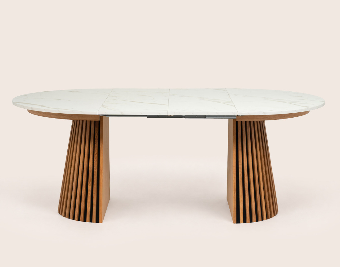 Table FREYA ronde extensible effet marbre | Best Mobilier