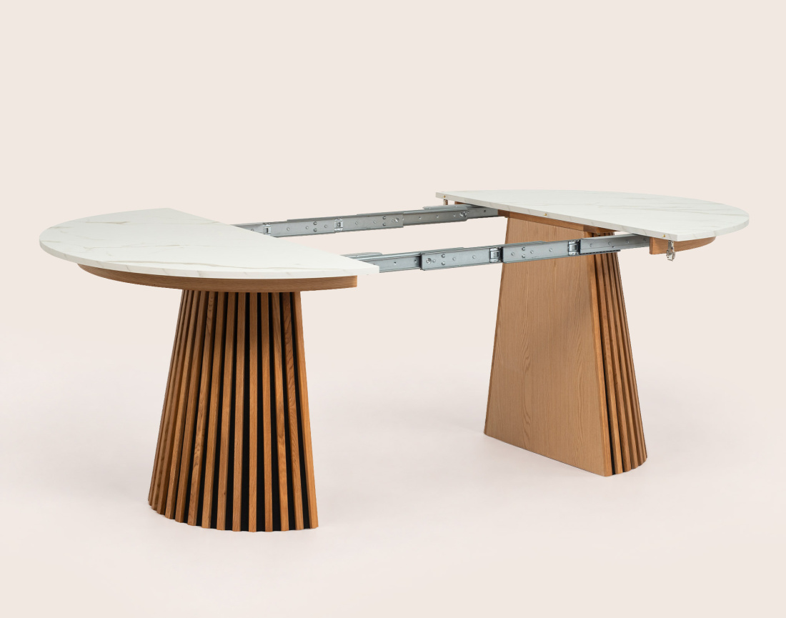 Table FREYA ronde extensible effet marbre | Best Mobilier