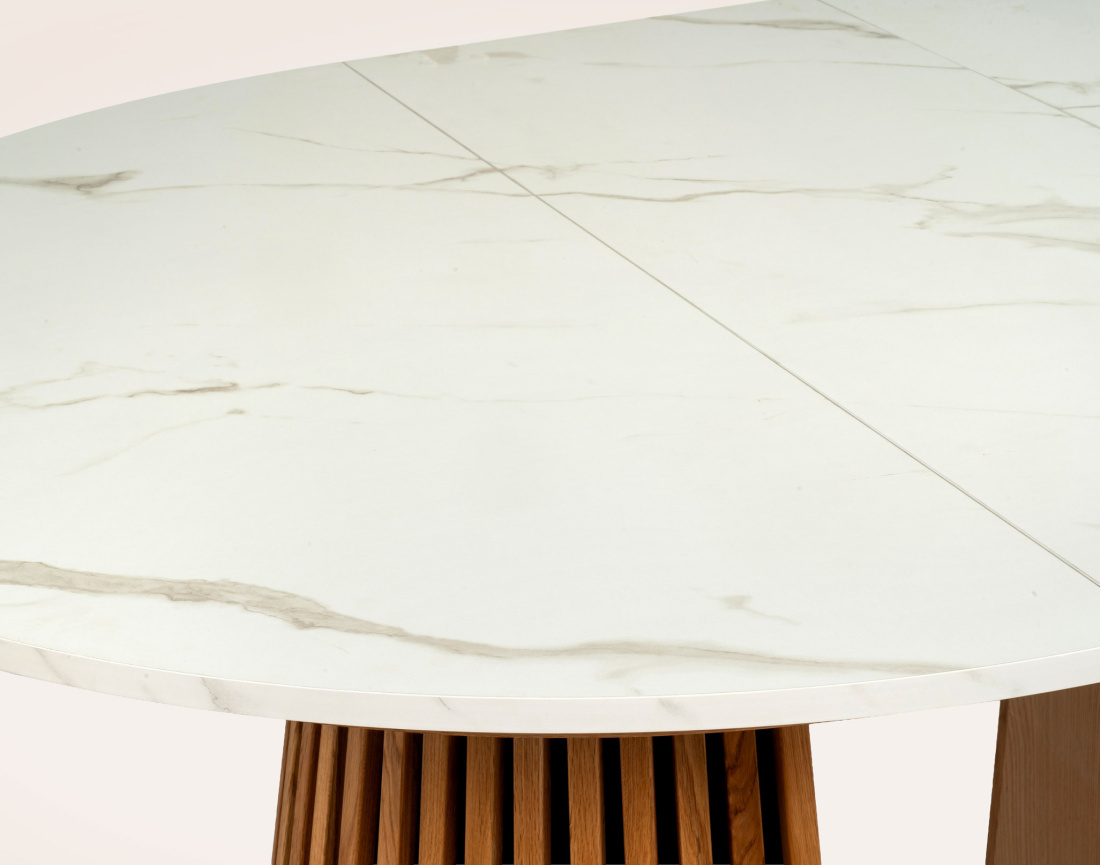 Table FREYA ronde extensible effet marbre | Best Mobilier