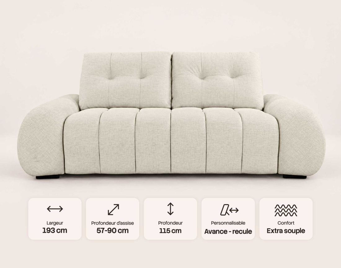 Canapé MAXINE droit 2 places | Best Mobilier
