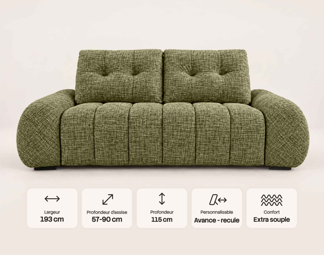Canapé MAXINE droit 2 places | Best Mobilier