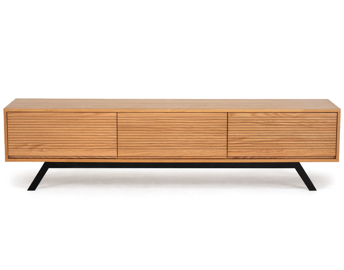 Meuble TV ZAPALLAR bois et noir 3 tiroirs 200 cm | Best Mobilier