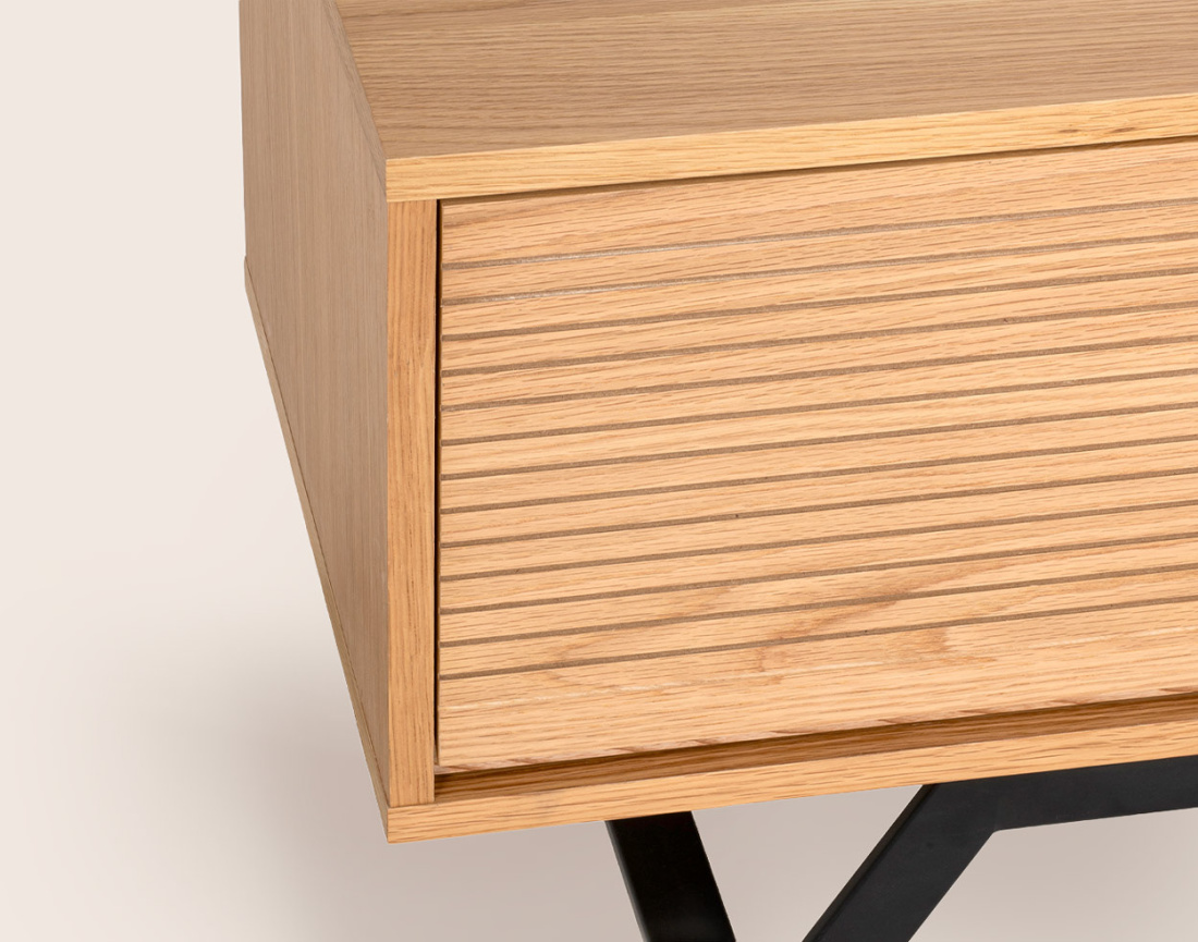 Meuble TV ZAPALLAR bois et noir 3 tiroirs 200 cm | Best Mobilier
