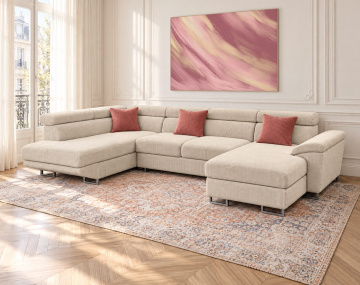 Canapé BAOJI panoramique d'angle gauche 7 places | Best Mobilier
