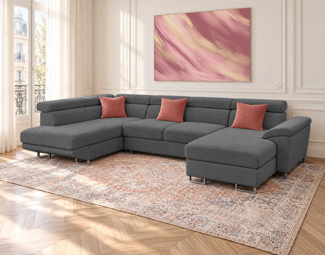 Canapé BAOJI panoramique d'angle gauche 7 places | Best Mobilier