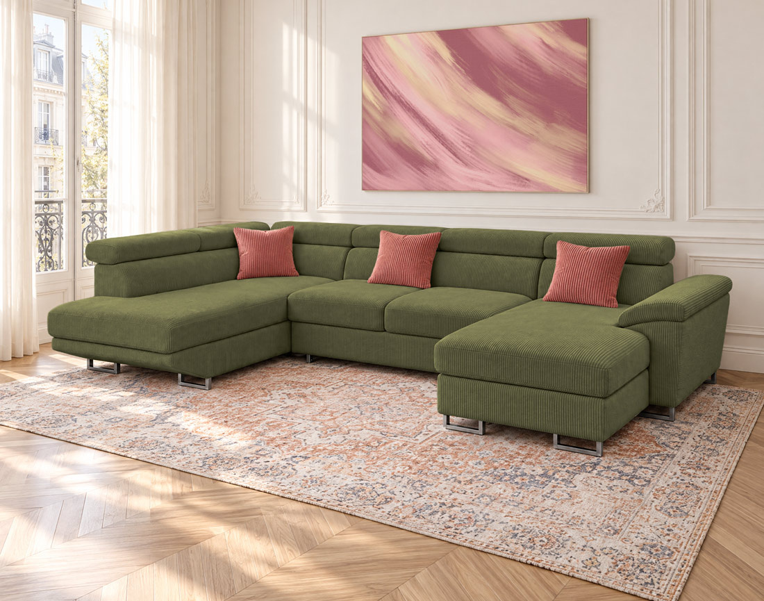 Canapé BAOJI panoramique d'angle gauche 7 places | Best Mobilier