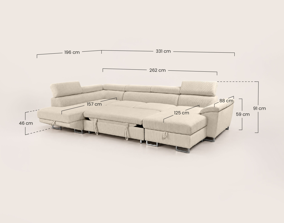 Canapé BAOJI panoramique d'angle gauche 7 places | Best Mobilier