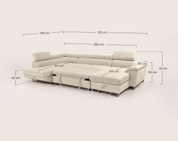 Canapé BAOJI panoramique d'angle gauche 7 places | Best Mobilier