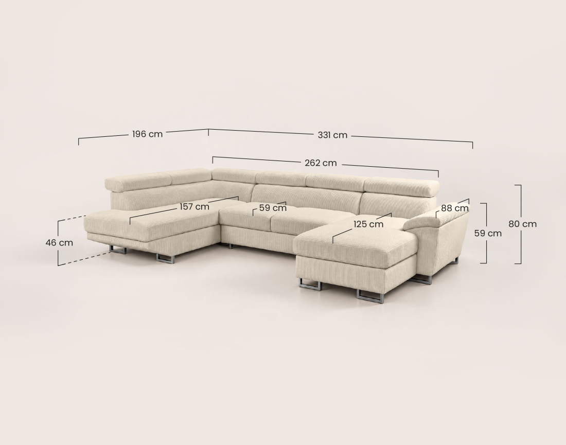 Canapé BAOJI panoramique d'angle gauche 7 places | Best Mobilier