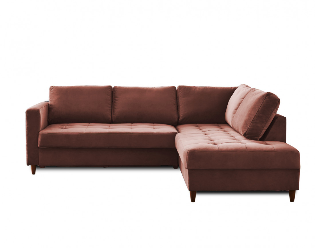 Canapé d'angle droit 5 places convertible en velours Anna Canapé d'angle droit 5 places convertible en velours Anna