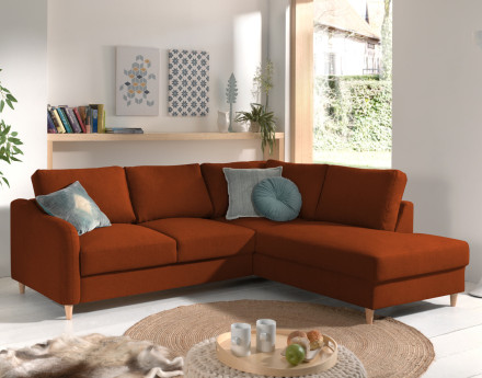 Canapé d'angle droit convertible 5 places en tissu Will