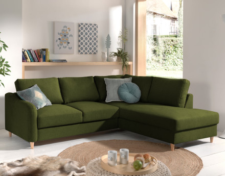 Canapé d'angle droit convertible 5 places en tissu Will