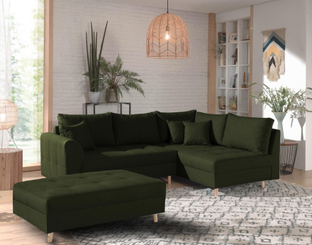 Canapé d'angle 4 places avec pouf d'appoint style scandinave Rune
