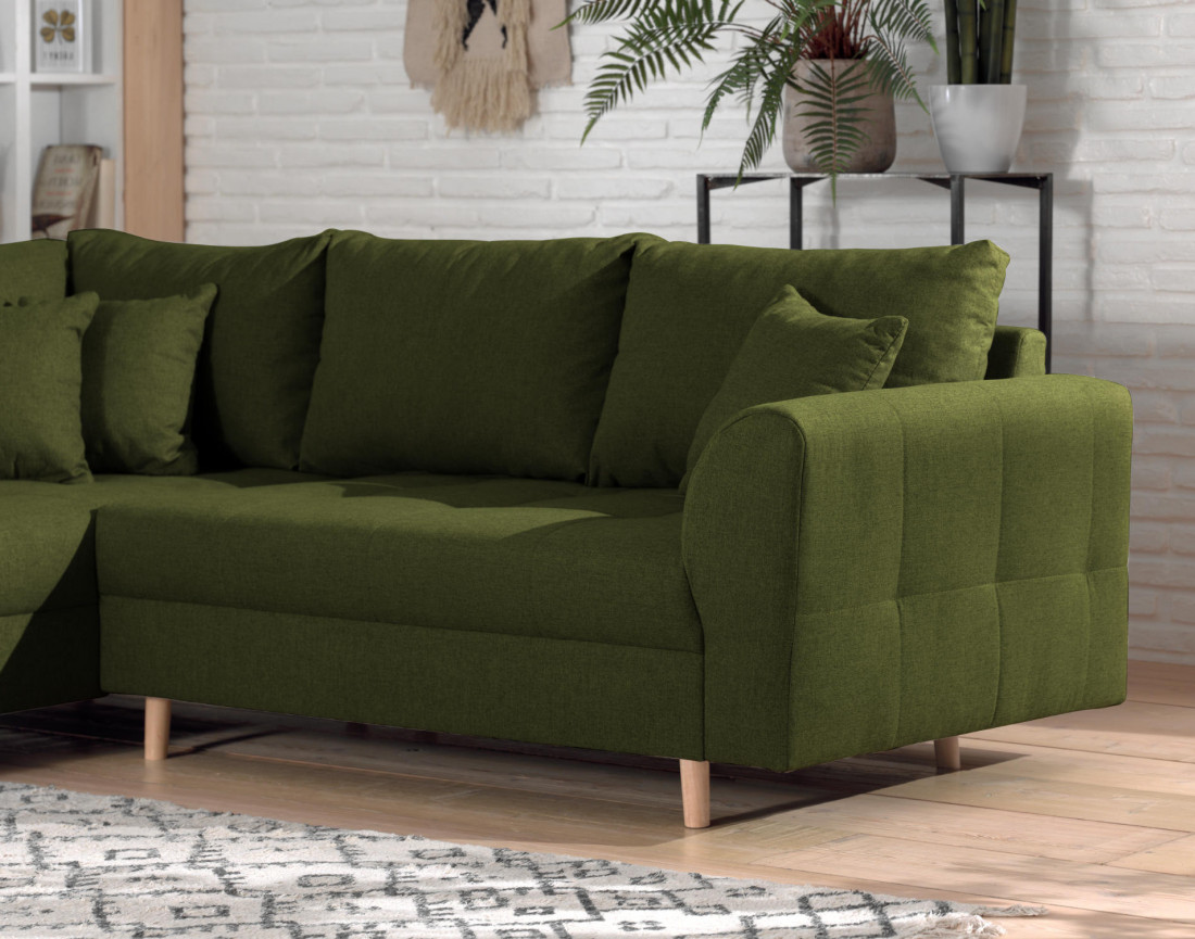 Canapé d'angle gauche Rune 4 places avec pouf style scandinave