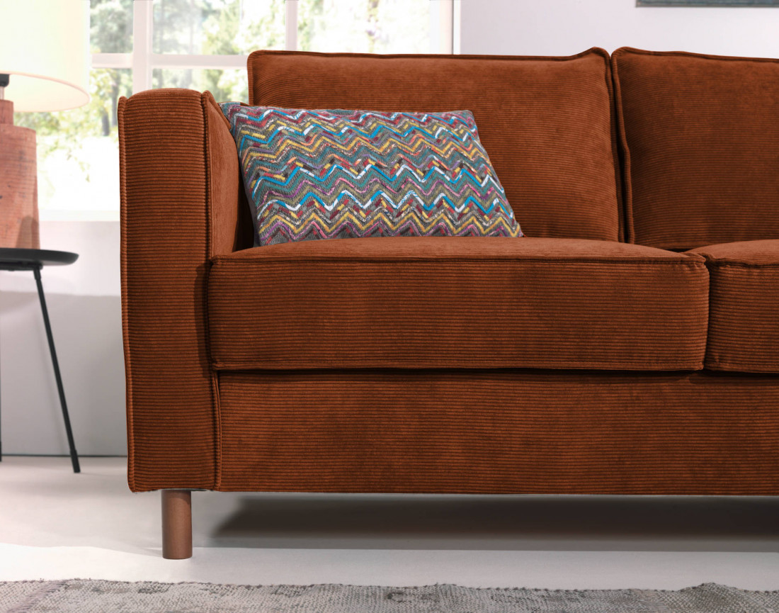 Canapé d'angle droit convertible 5 places en velours côtelé Jake