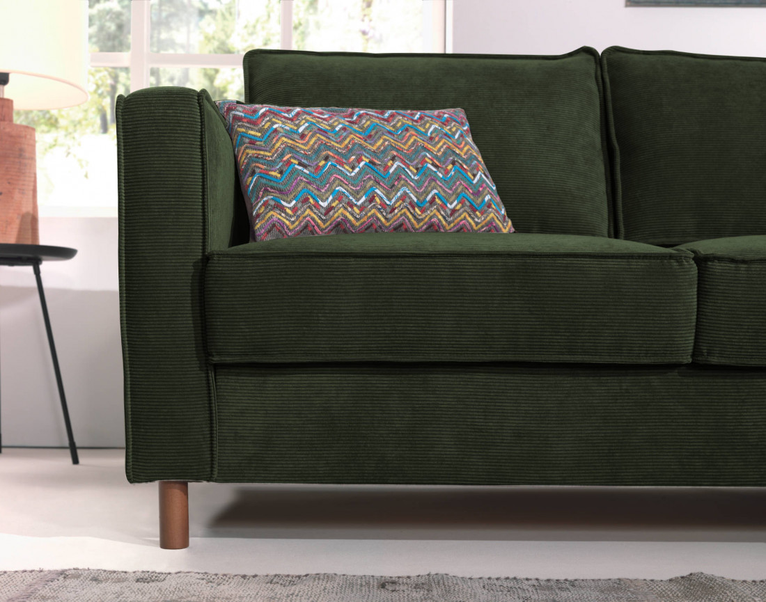 Canapé d'angle droit convertible 5 places en velours côtelé Jake