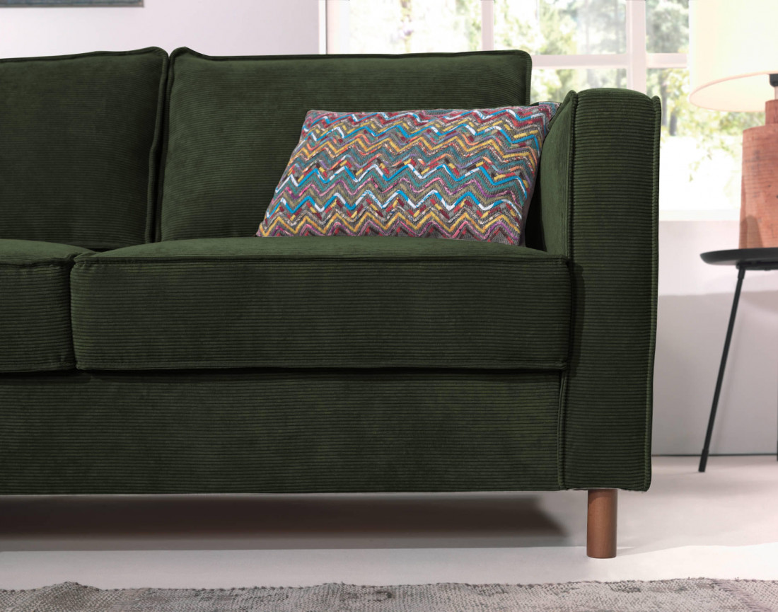 Canapé d'angle gauche convertible 5 places en velours côtelé Jake