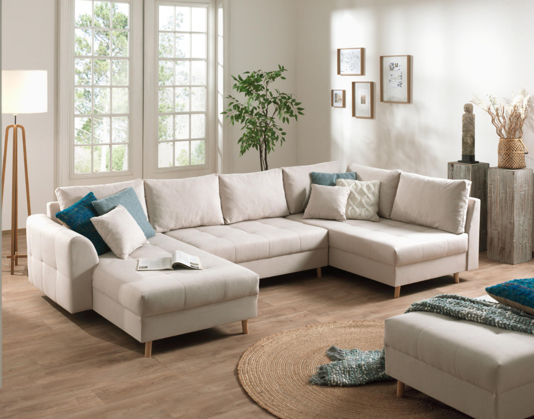 Canapé panoramique Rune 7 places style scandinave angle droit