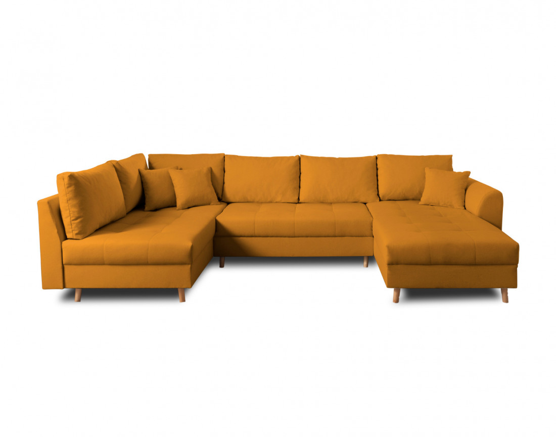 Canapé panoramique Rune 7 places avec pouf d'appoint style scandinave