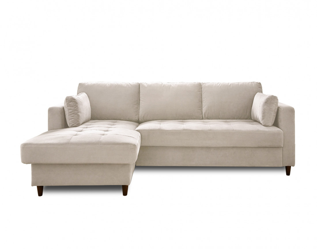 Canapé d'angle gauche 4 places convertible avec coffre en velours Anna Canapé d'angle gauche 4 places convertible avec coffre en velours Anna