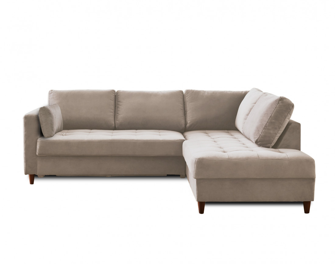 Canapé d'angle droit 5 places convertible en velours Anna Canapé d'angle droit 5 places convertible en velours Anna